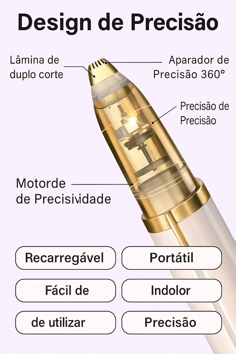 Aparador de Sobrancelhas Painless com LED – Portátil e Indolor
