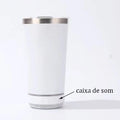 Copo Térmico com Caixa de Som Bluetooth 420ml – Mantém Bebida Gelada e Toca Música, Portátil e Recarregável