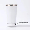 Copo Térmico com Caixa de Som Bluetooth 420ml – Mantém Bebida Gelada e Toca Música, Portátil e Recarregável