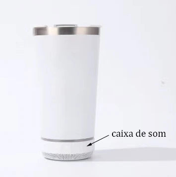 Copo Térmico com Caixa de Som Bluetooth 420ml – Mantém Bebida Gelada e Toca Música, Portátil e Recarregável