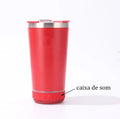 Copo Térmico com Caixa de Som Bluetooth 420ml – Mantém Bebida Gelada e Toca Música, Portátil e Recarregável