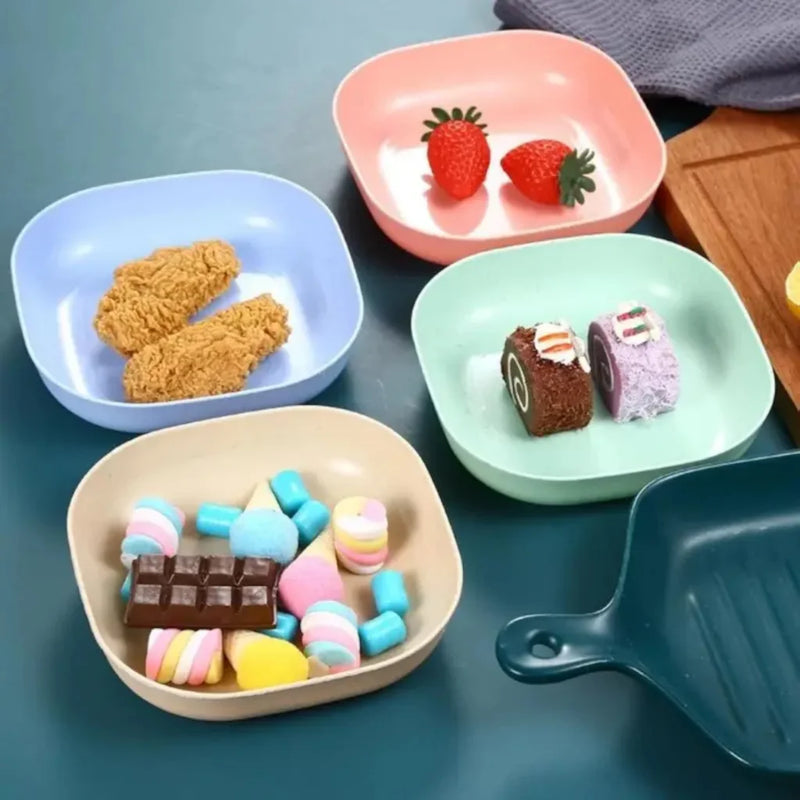 Kit 10 Pratos Reutilizáveis de Plástico com Suporte Colorido – Praticidade e Organização para Suas Refeições