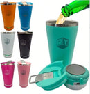 Copo Térmico com Caixa de Som Bluetooth 420ml – Mantém Bebida Gelada e Toca Música, Portátil e Recarregável