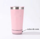 Copo Térmico com Caixa de Som Bluetooth 420ml – Mantém Bebida Gelada e Toca Música, Portátil e Recarregável