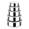 Conjunto 5 Tigelas/Potes em Aço Inox com Tampa Plástica – Armazenamento Prático e Elegante