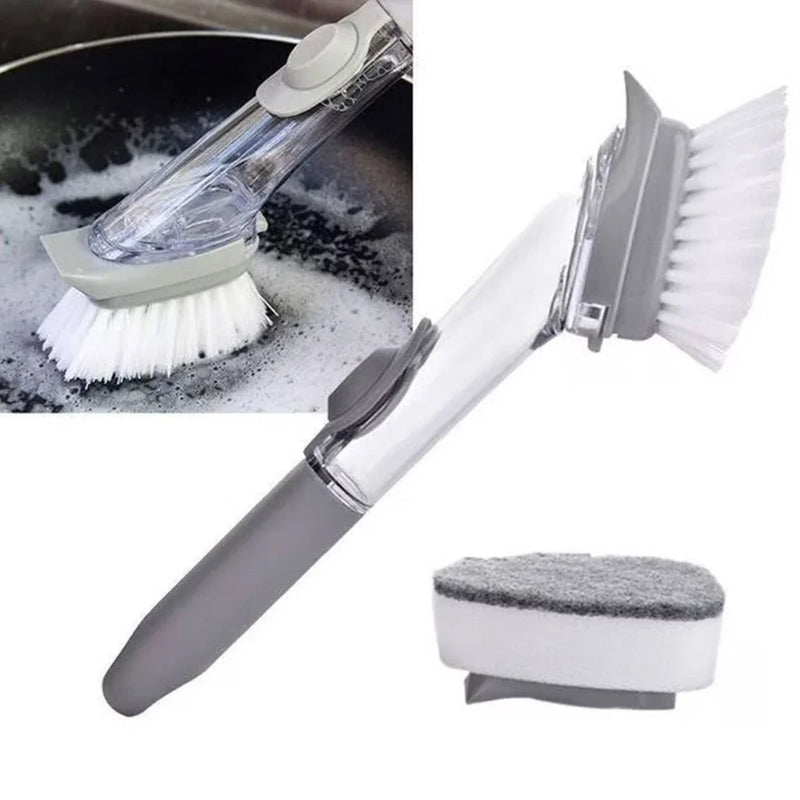 Escova de Limpeza com Dispenser de Detergente – 75ml, Compacta e Prática