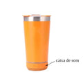 Copo Térmico com Caixa de Som Bluetooth 420ml – Mantém Bebida Gelada e Toca Música, Portátil e Recarregável