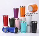 Copo Térmico com Caixa de Som Bluetooth 420ml – Mantém Bebida Gelada e Toca Música, Portátil e Recarregável