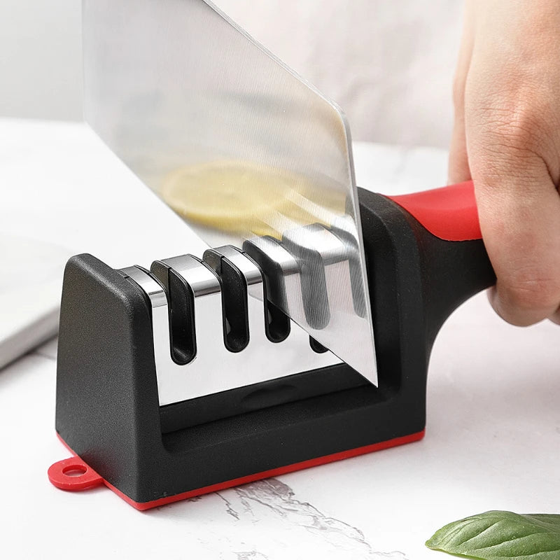 Afiador 4 em 1 Profissional para Facas e Tesouras, Amolador Multifuncional de Cozinha, Ideal para Utensílios Domésticos, Afiação