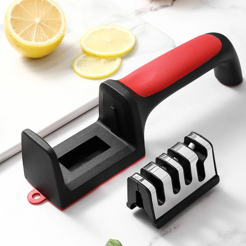 Afiador 4 em 1 Profissional para Facas e Tesouras, Amolador Multifuncional de Cozinha, Ideal para Utensílios Domésticos, Afiação